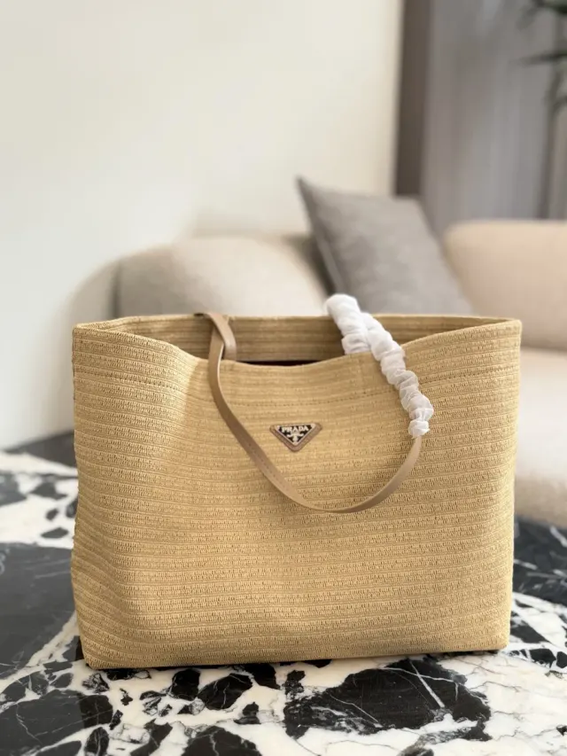 Prada Raffia Style Tote Bag — 38 × 30 cm — source photograph 1 of 3