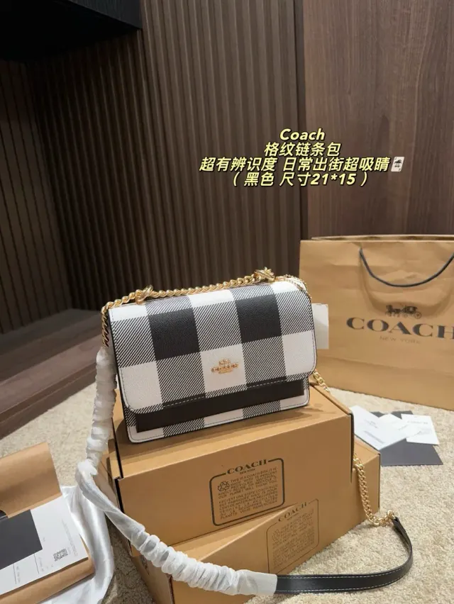 Coach Check Chain Crossbody Bag in Leather — source photograph 1 of 3