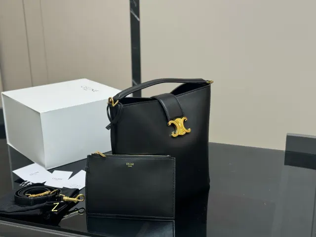 Celine Printed Bucket Bag in Leather — 24 × 24 cm — source photograph 1 of 3