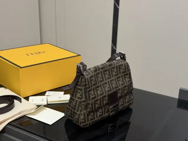 Fendi Baguette Monogram Canvas Shoulder Bag — 29 × 21 cm — source photograph 1 of 3