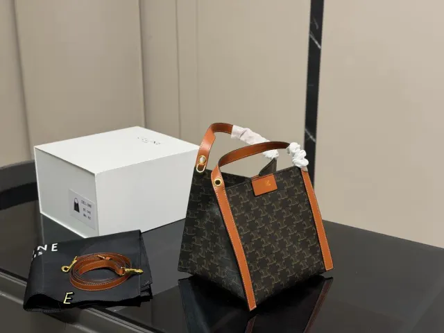 Celine Monogram Tote Bag in Leather — 22 × 21 cm — source photograph 1 of 3