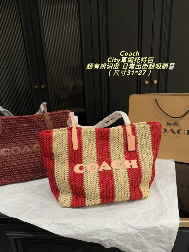 Coach City Woven Striped Tote Bag — source photograph 1 of 3