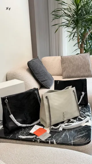 Saint Laurent Niki Shopping Tote, opções em preto e marfim - opções em preto e marfim