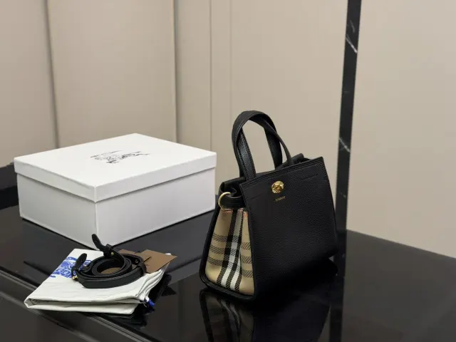 Burberry Cotswolds Top-Handle Tote, black — tote and separate strap