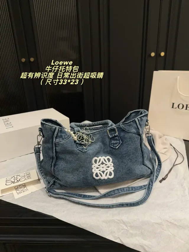 Loewe Denim Embroidered Tote Bag — source photograph 1 of 3
