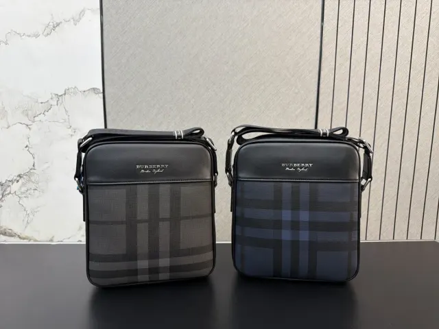 Burberry Check Printed Crossbody Bag in Leather — 23 × 27 cm — source photograph 1 of 3