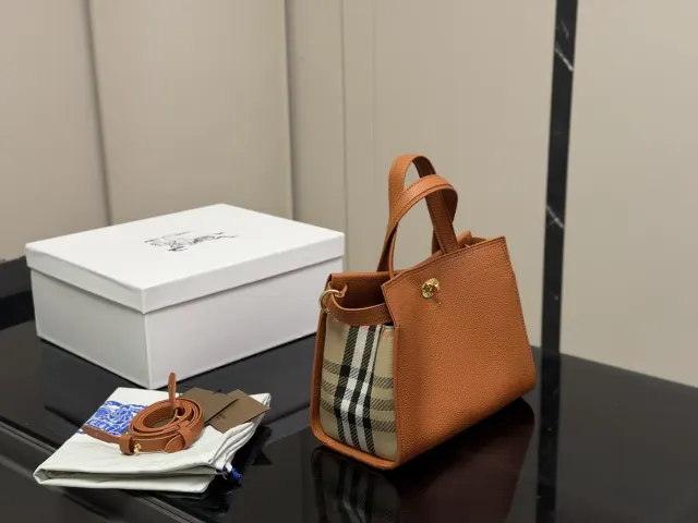 Burberry Cotswolds Top-Handle Tote, tan — tote and separate strap