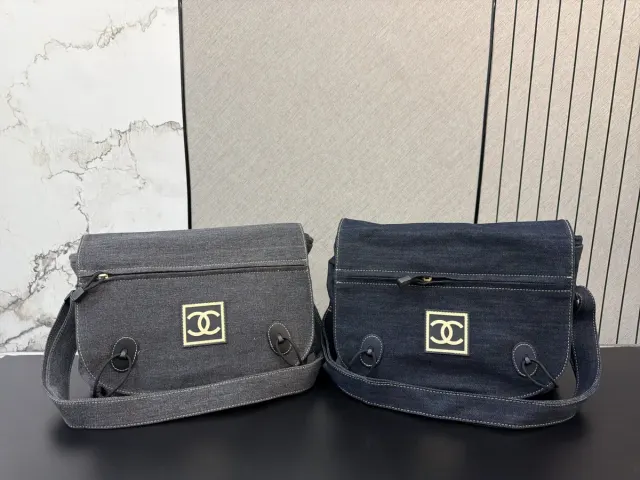 Chanel Denim Flap Messenger Bag — 26 × 25 cm — source photograph 1 of 3