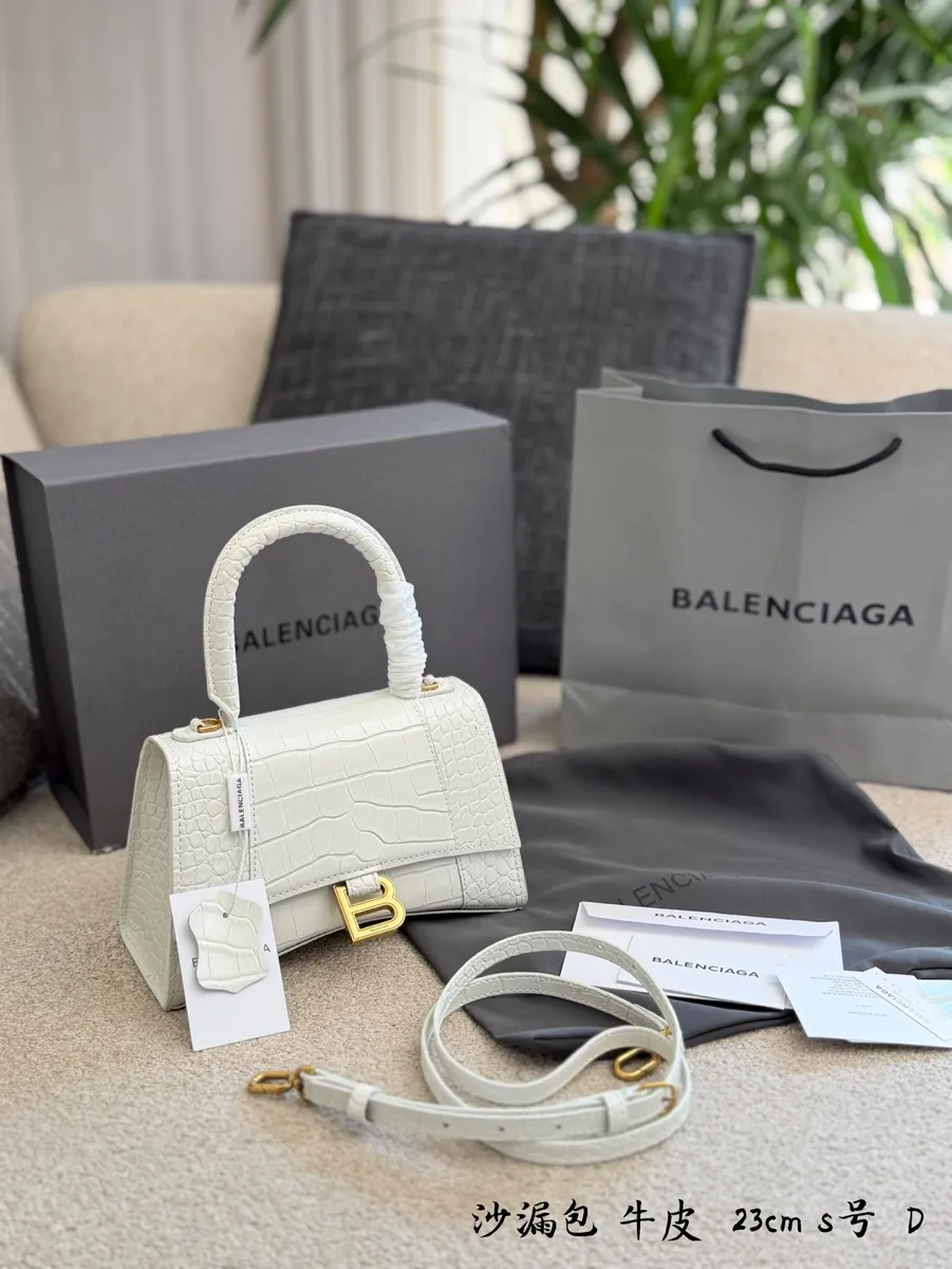 Balenciaga Hourglass Croc Embossed Studded Crossbody Bag - 23 cm — source photograph 1 of 3