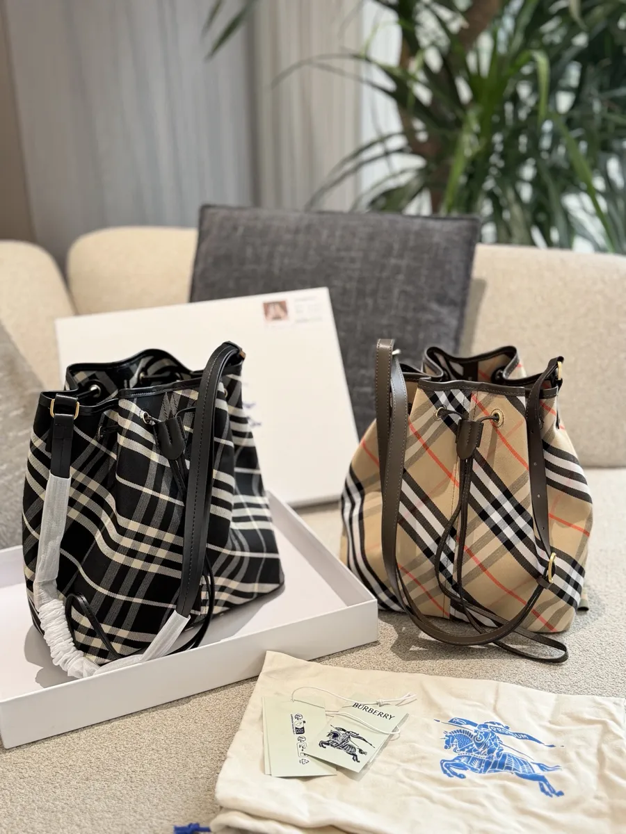 Burberry Check Canvas Bucket Bag — source photograph 1 of 3