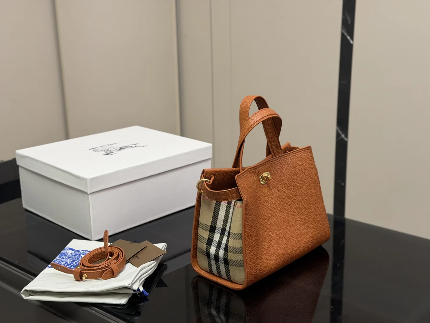 Burberry Cotswolds Top-Handle Tote, tan — tote and separate strap
