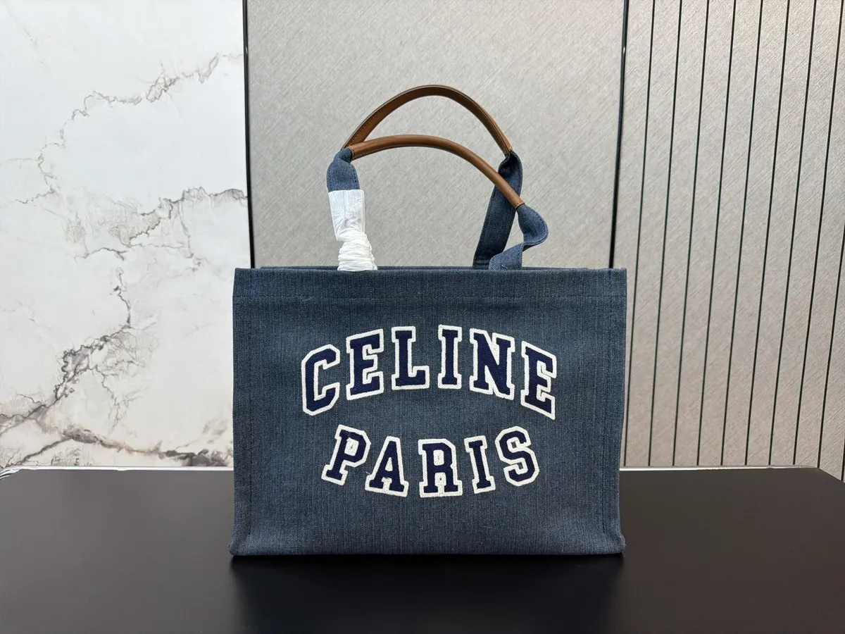 Celine Denim Embroidered Tote Bag - 28 × 39 cm — source photograph 1 of 3