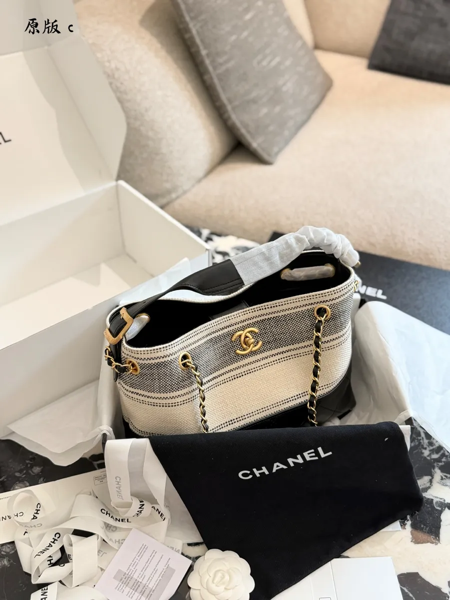 Chanel Canvas Chain Bucket Bag - 28 cm — source photograph 1 of 3