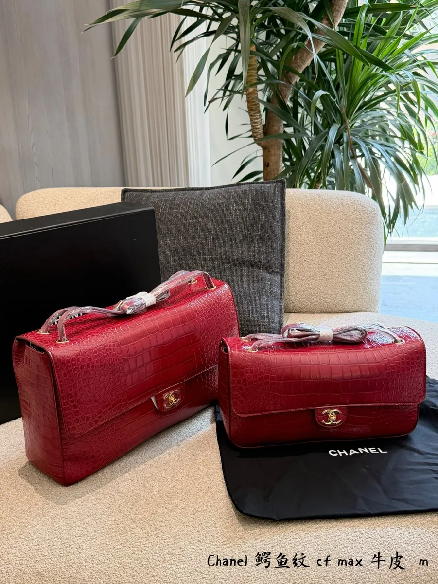 Chanel Classic Flap Croc Embossed Crossbody Bag - 30 cm Options — source photograph 1 of 3