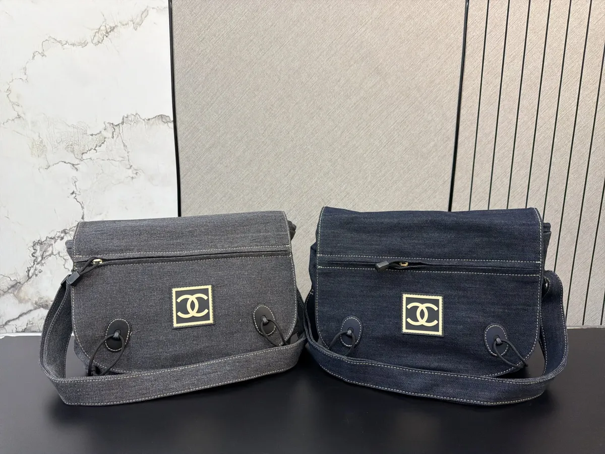 Chanel Denim Flap Messenger Bag - 26 × 25 cm — source photograph 1 of 3