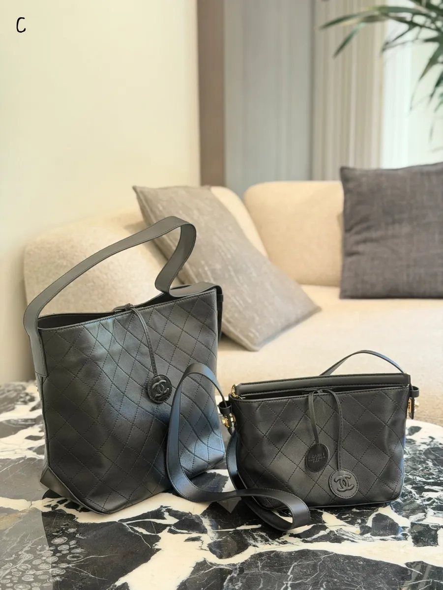 Chanel Quilted Check Bucket Bag - 25 cm Options — source photograph 1 of 3