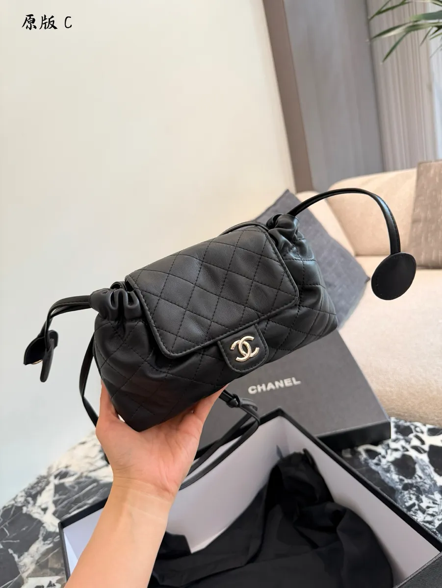 Chanel Quilted Check Bucket Bag — source photograph 1 of 3