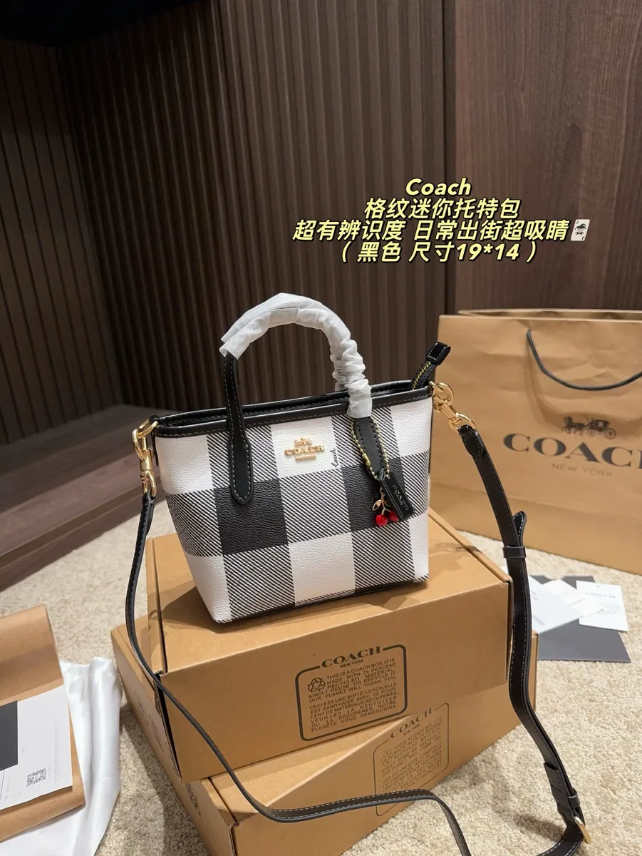 Coach Check Canvas Tote Bag — source photograph 1 of 3