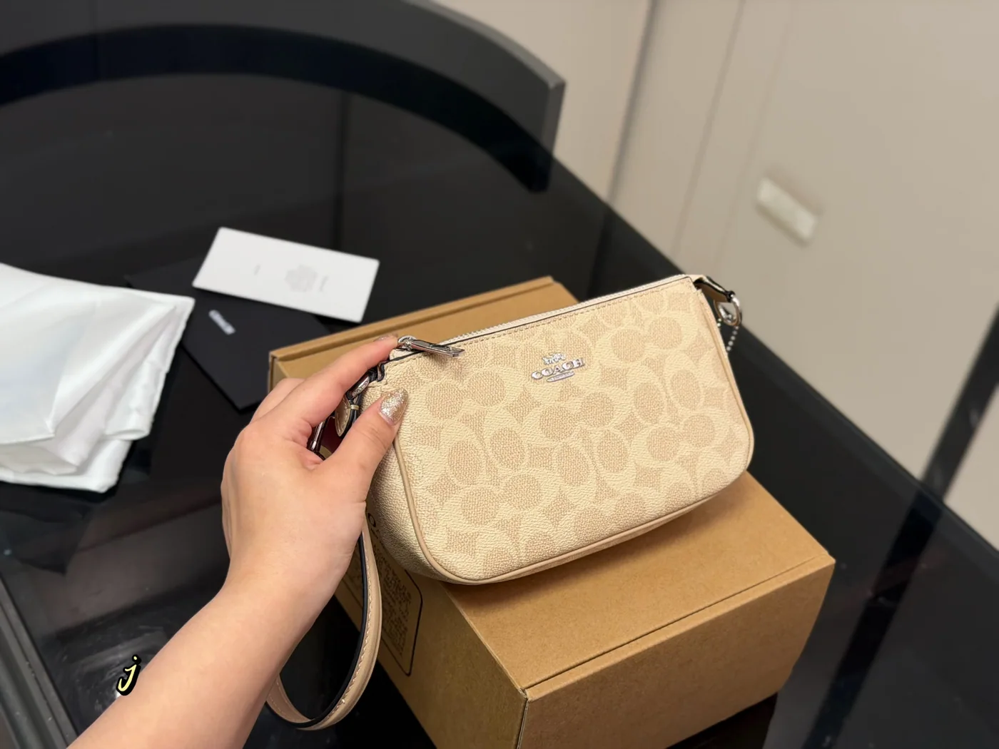 Coach Nolita 19 Shoulder Bag, beige — front view