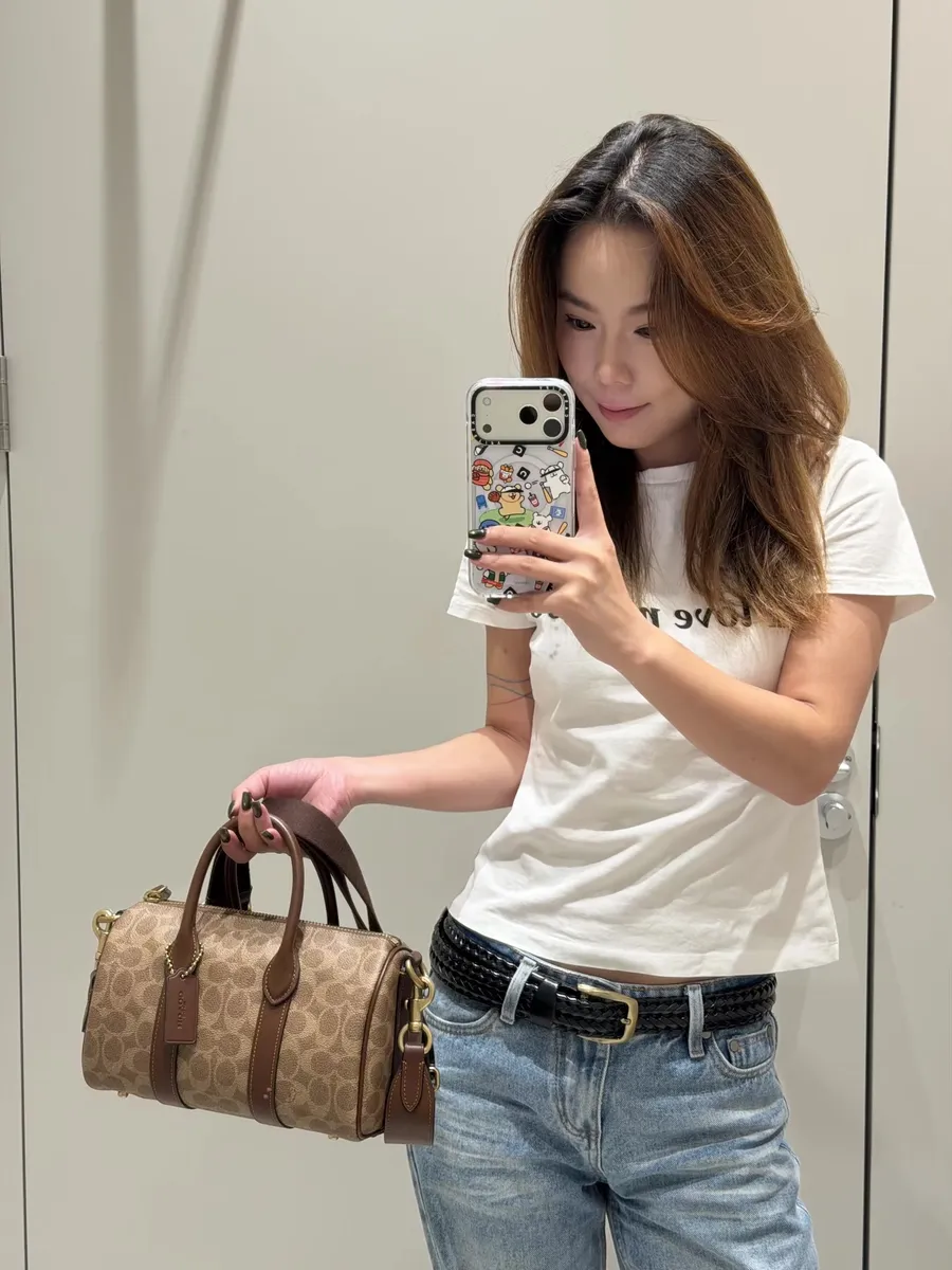 Coach Suede Monogram Satchel Bag — source photograph 1 of 3