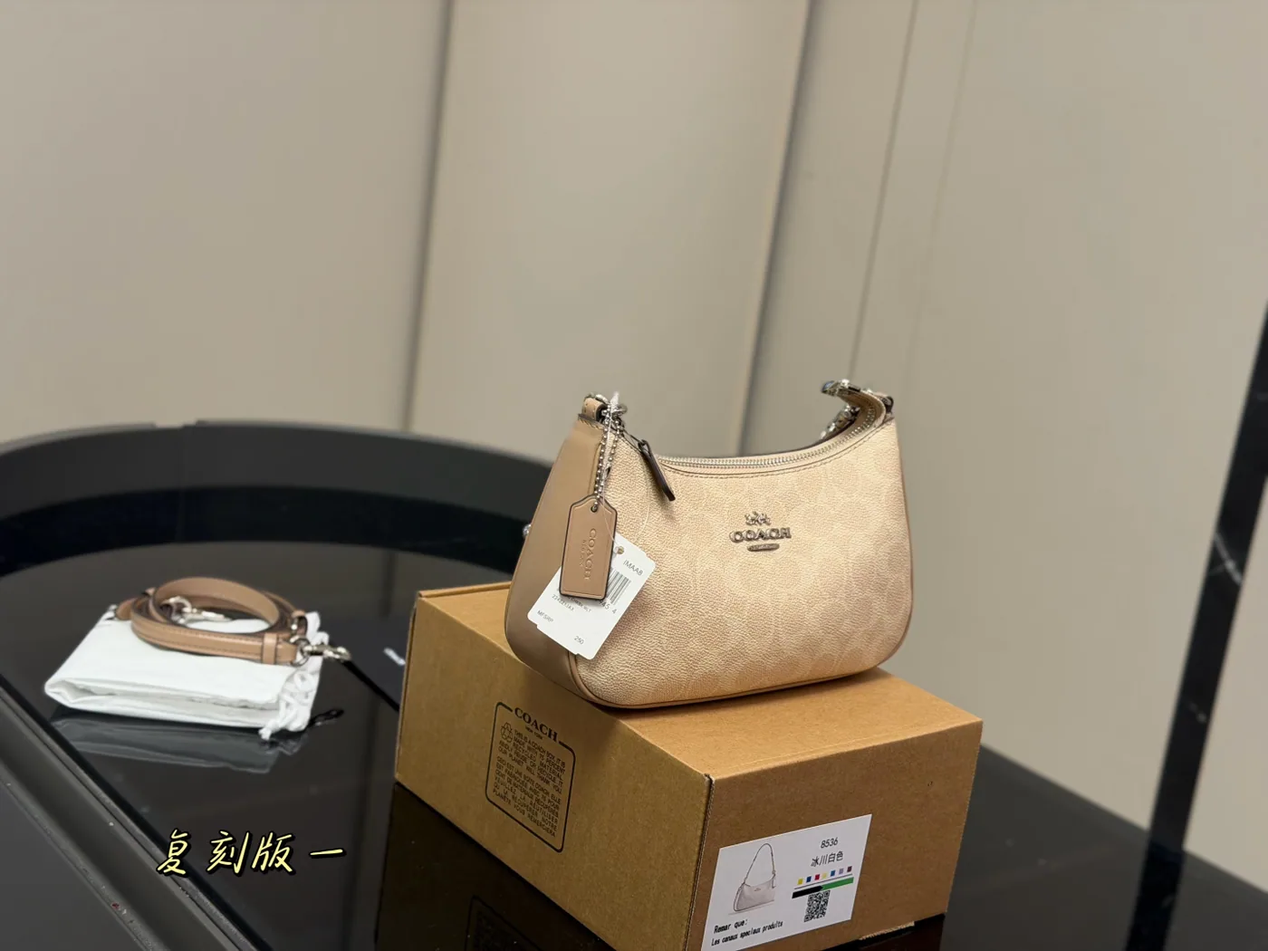 Coach Teri Shoulder Bag, beige — full shoulder bag