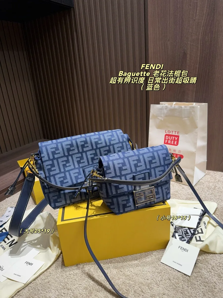 Fendi Baguette Denim Canvas Crossbody Bag — source photograph 1 of 3