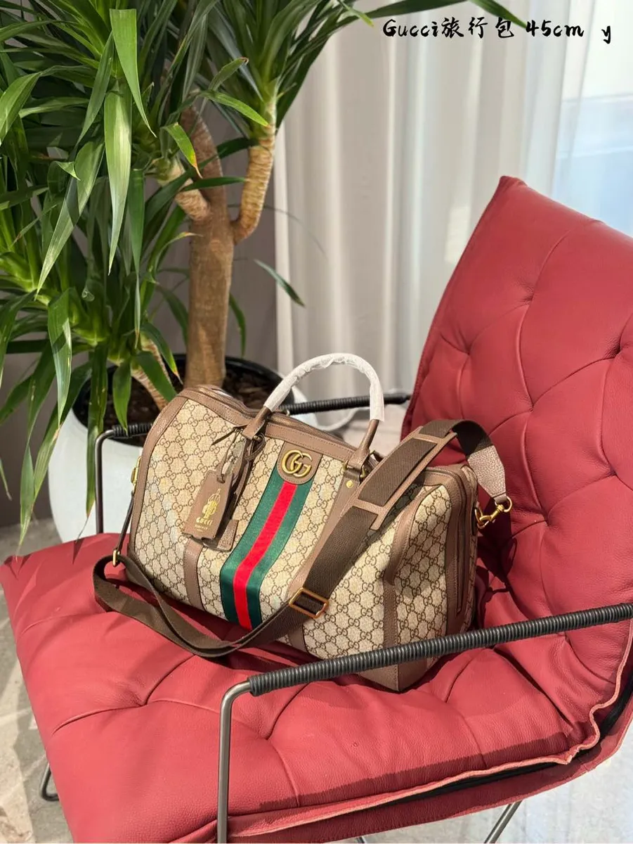 Gucci Monogram Striped Travel Bag - 44 × 27 × 24 cm — source photograph 1 of 3