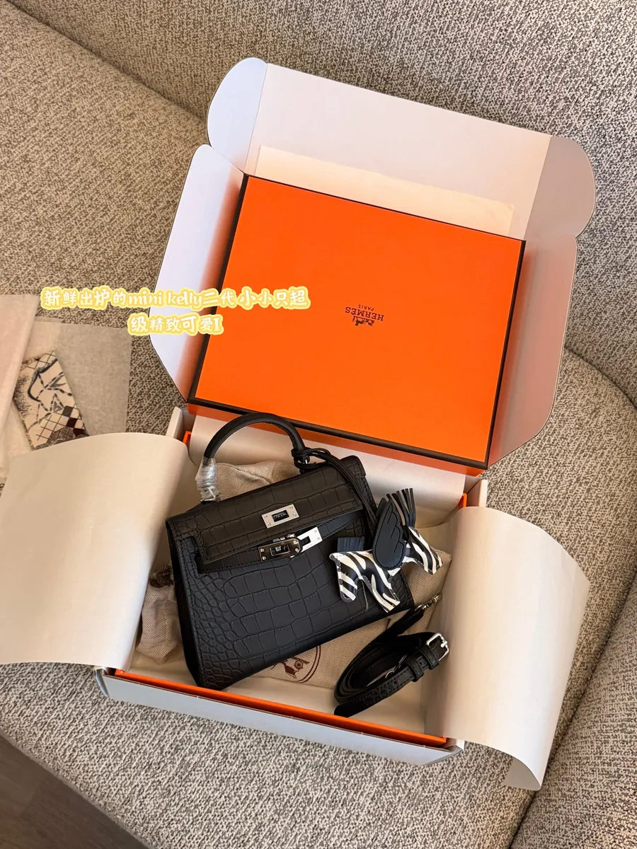 Hermès Kelly Croc Embossed Mini Bag - 19 × 12.5 cm — source photograph 1 of 3
