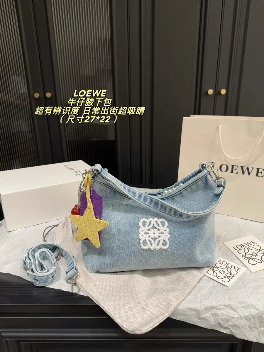 Loewe Denim Embroidered Crossbody Bag — source photograph 1 of 3