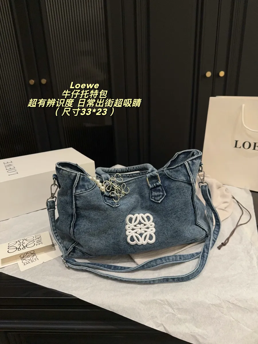 Loewe Denim Embroidered Tote Bag — source photograph 1 of 3