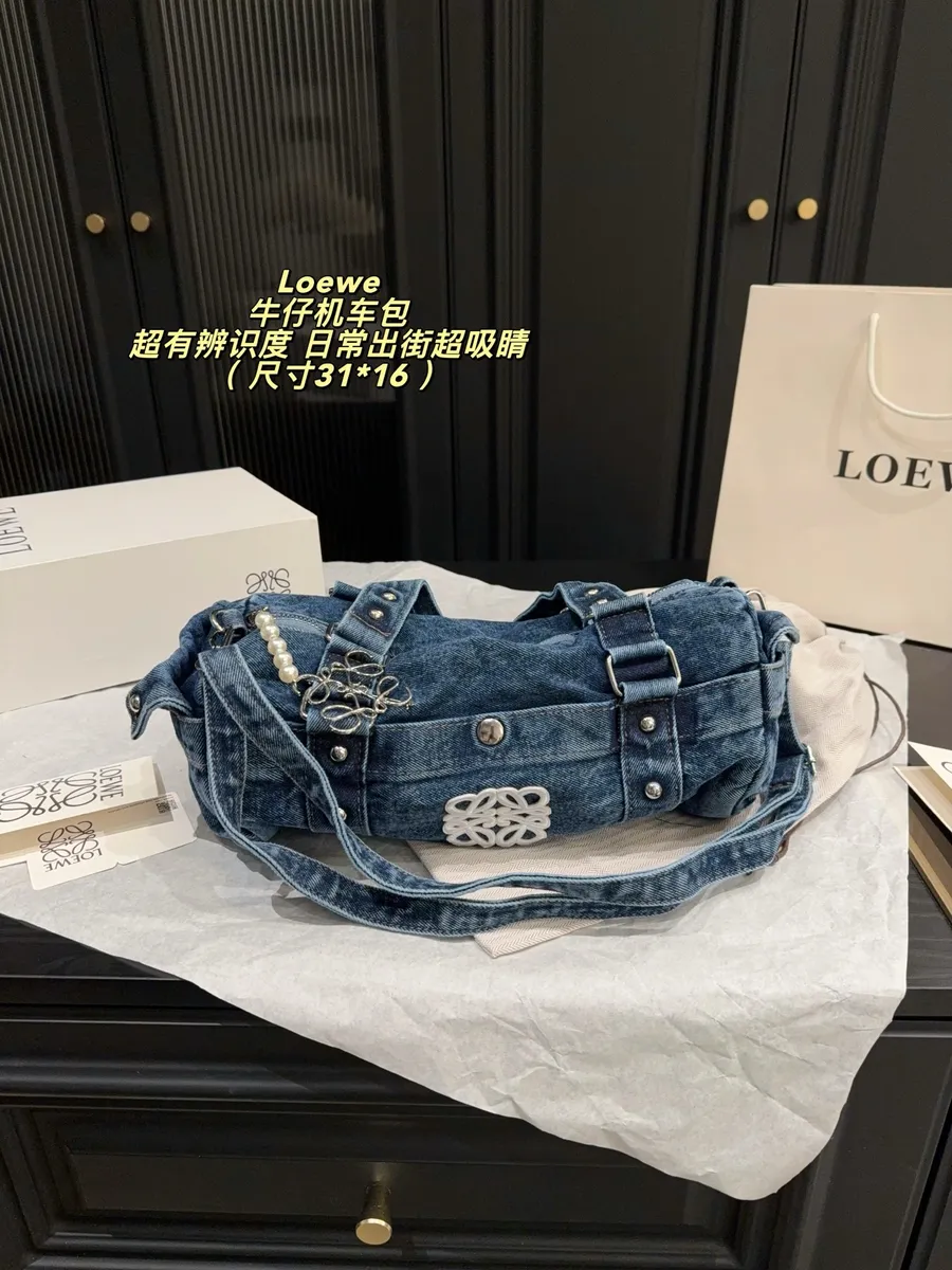 Loewe Denim Studded Crossbody Bag — source photograph 1 of 3