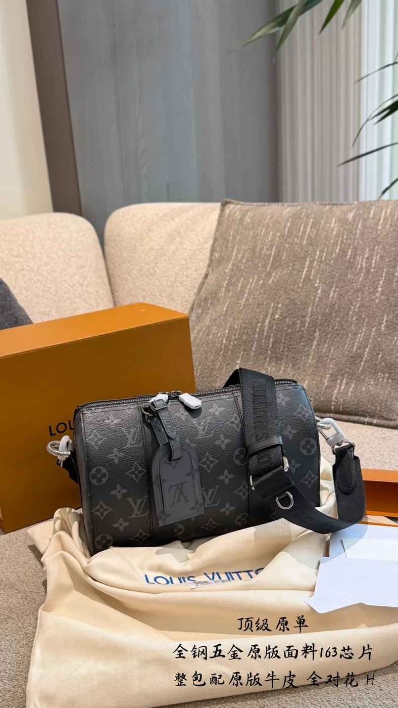 Louis Vuitton City Keepall Monogram Bag, black and grey — full city bag