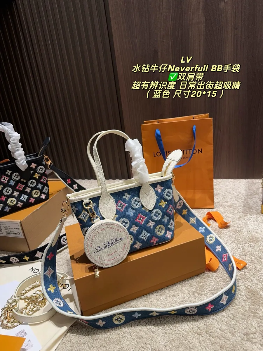 Louis Vuitton Neverfull Denim Embroidered Crossbody Bag — source photograph 1 of 3