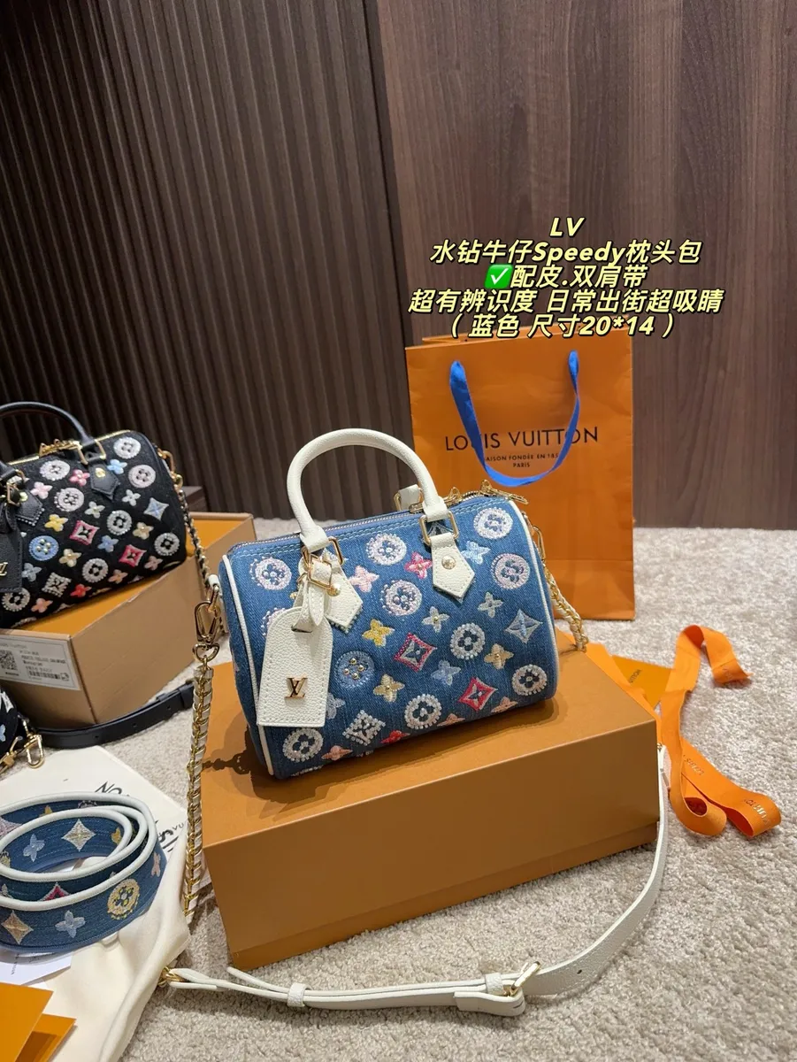 Louis Vuitton Speedy Denim Embroidered Crossbody Bag - 20 × 14 cm — source photograph 1 of 3