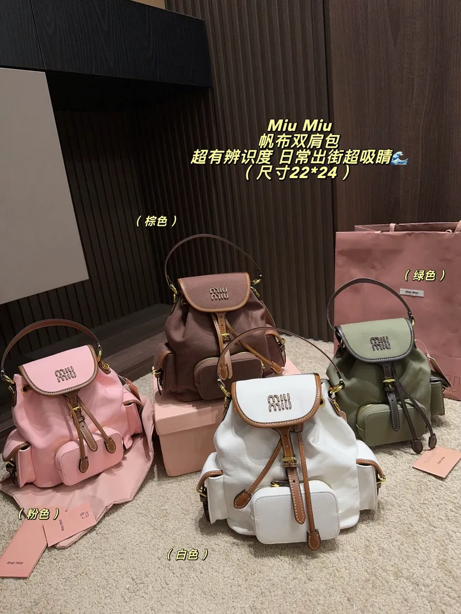 Miu Miu Canvas Flap Backpack — source photograph 1 of 3