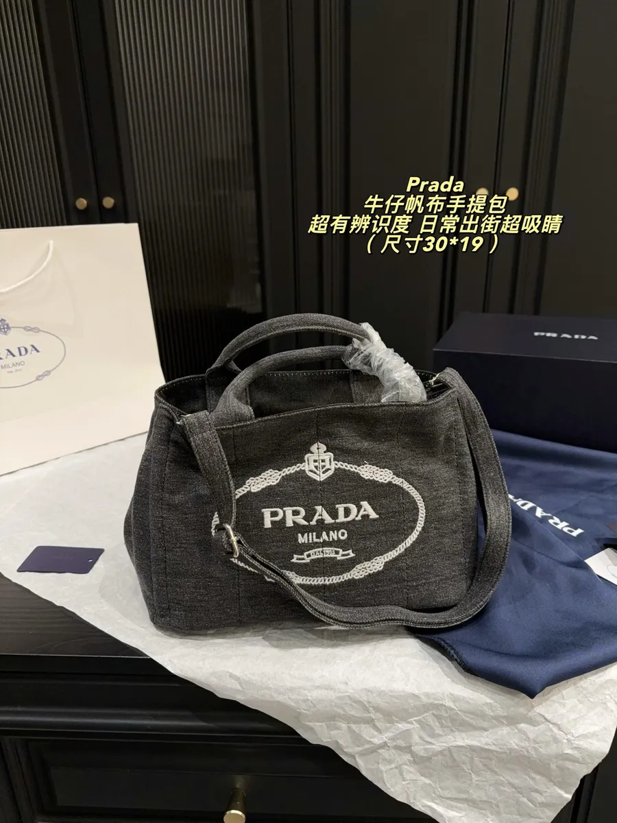 Prada Denim Embroidered Crossbody Bag — source photograph 1 of 3