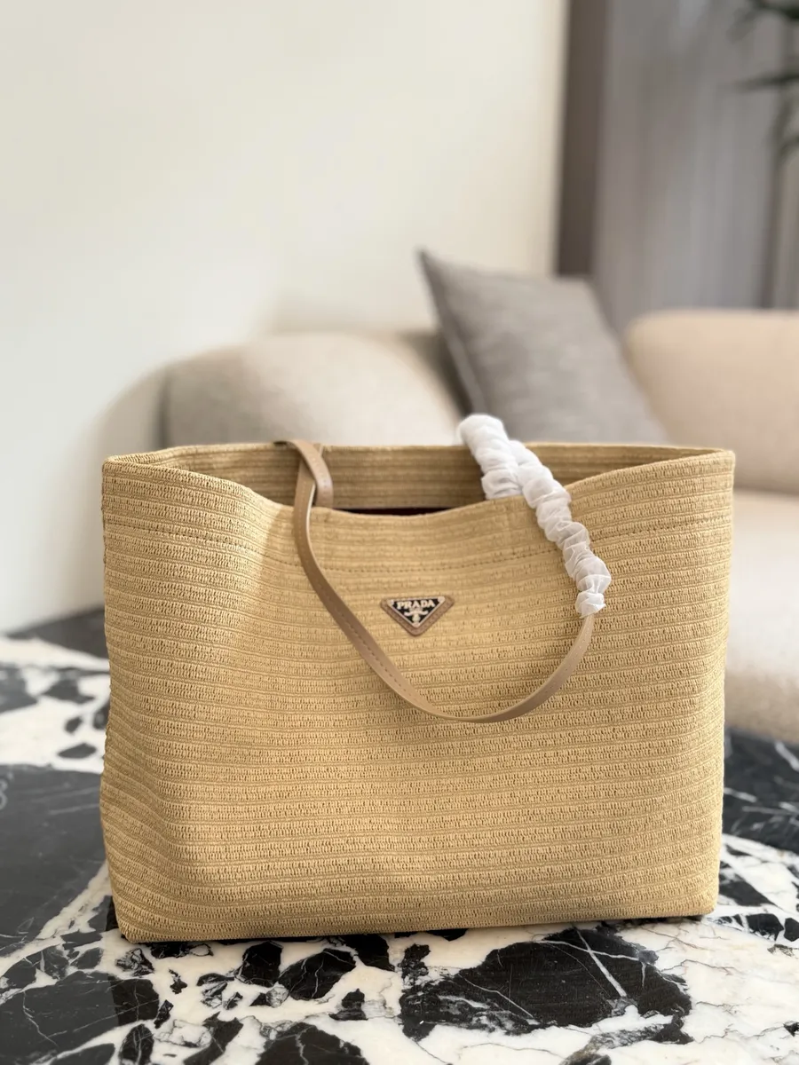 Prada Raffia Style Tote Bag - 38 × 30 cm — source photograph 1 of 3