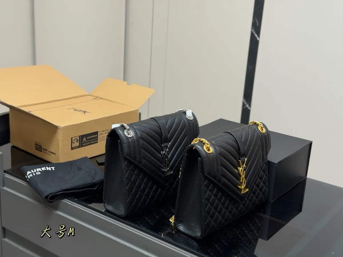 Saint Laurent Envelop Quilted Check Handbag - 27 × 21 cm — source photograph 1 of 3