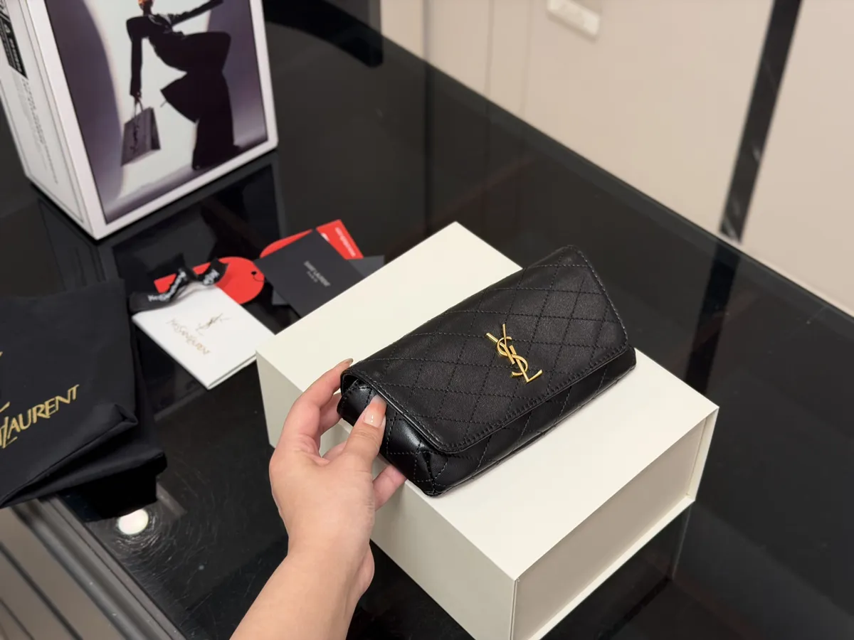 Saint Laurent Gaby Quilted Check Handbag - 20 × 10 cm — source photograph 1 of 3