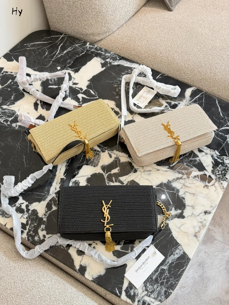 Saint Laurent Kate Woven Raffia Style Crossbody Bag - 23 cm — source photograph 1 of 3
