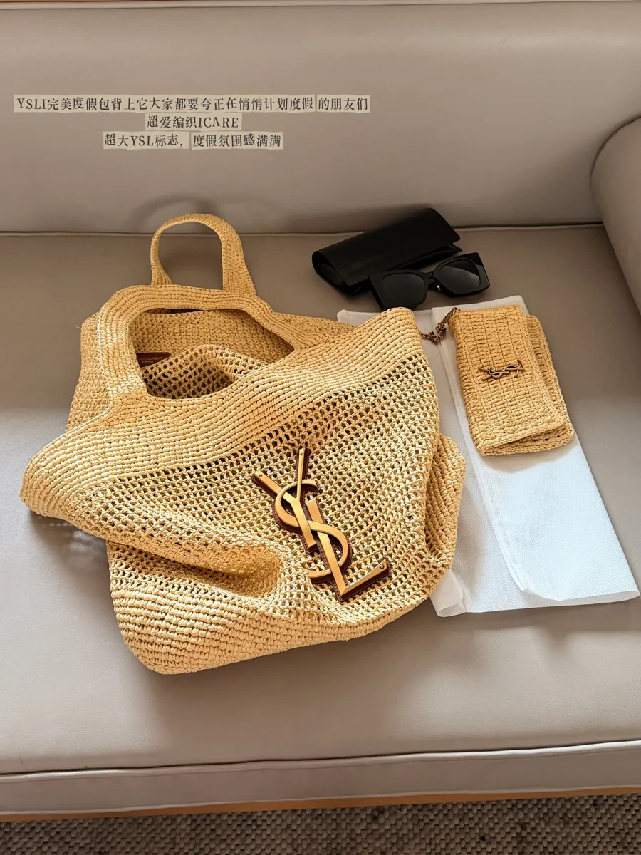 Saint Laurent Woven Raffia Style Tote Bag - 36 cm Options — source photograph 1 of 3